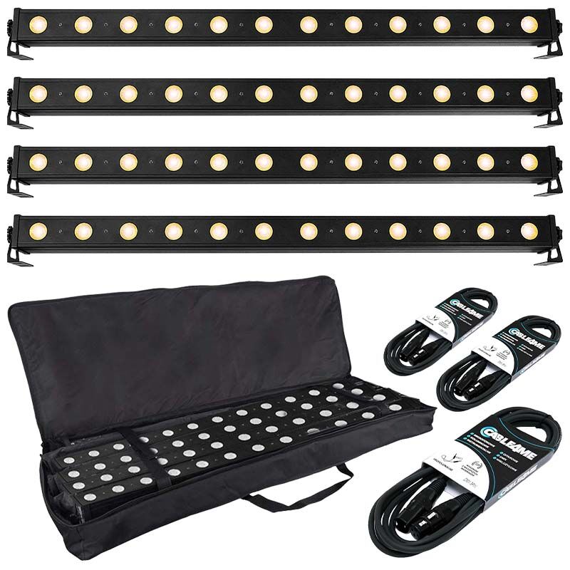 LIGHT4ME PIXEL BAR 12 WW LED belka listwa warm white 12x3W ciepły biały- zestaw 4 sztuki + pokrowiec + przewody DMX
