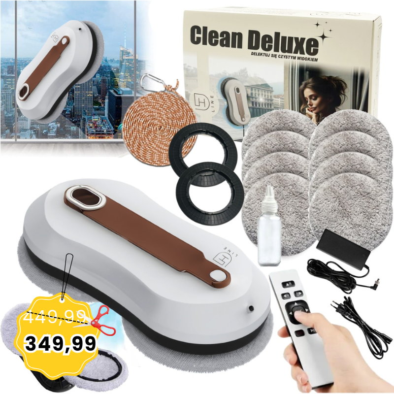 DH Line CLEAN DELUXE elektryczna automatyczna myjka do okien szyb lustra inteligentny robot pilot Bluetooth zestaw 72W 2800 Pa 650 mAh