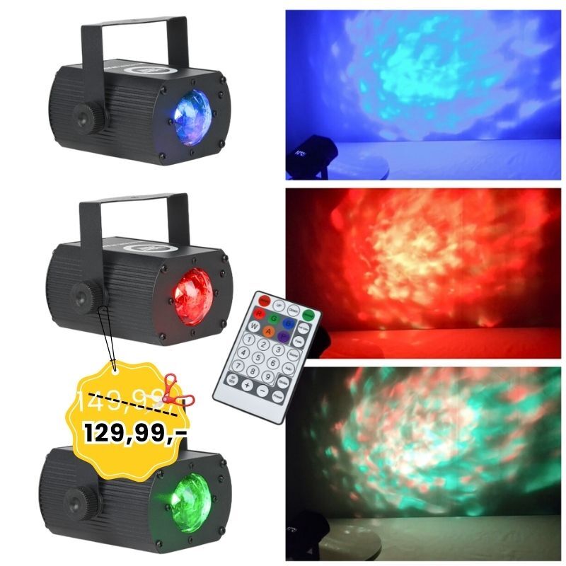LIGHT4ME WATER WAVE efekt oświetleniowy projektor 3W RGB LED pilot bezprzewodowy uchwyt montażowy