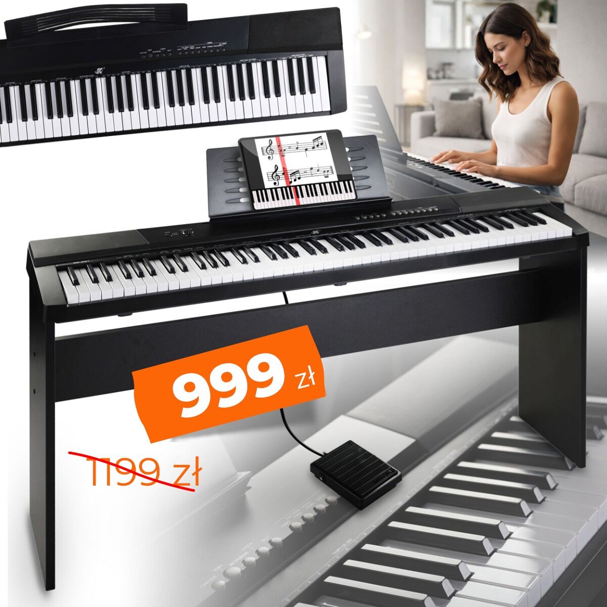 MK WP 881 pianino cyfrowe ze statywem drewnianym