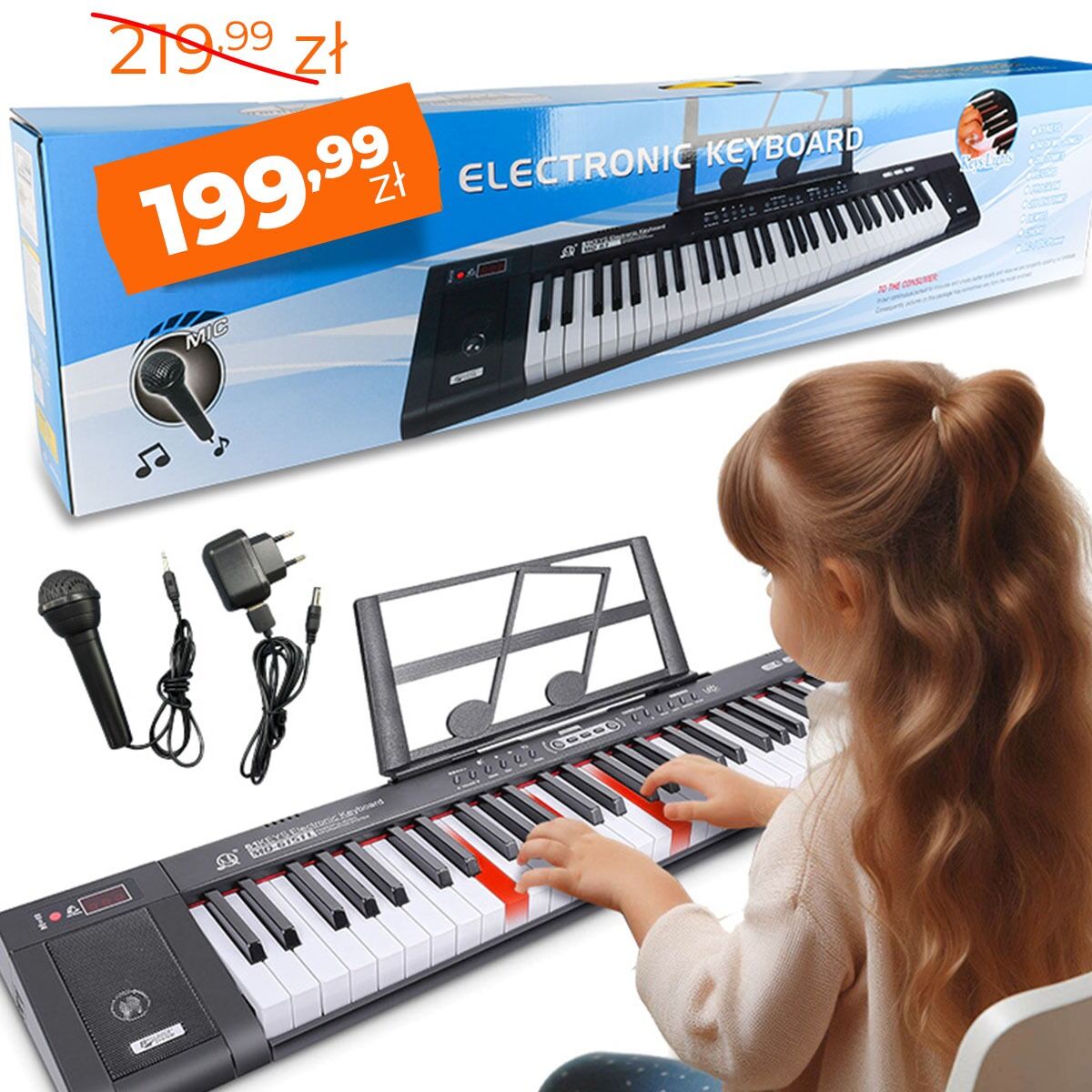 MQ 6151L KEYBOARD edukacyjny podświetlane klawisze organy dla dzieci do nauki gry mikrofon