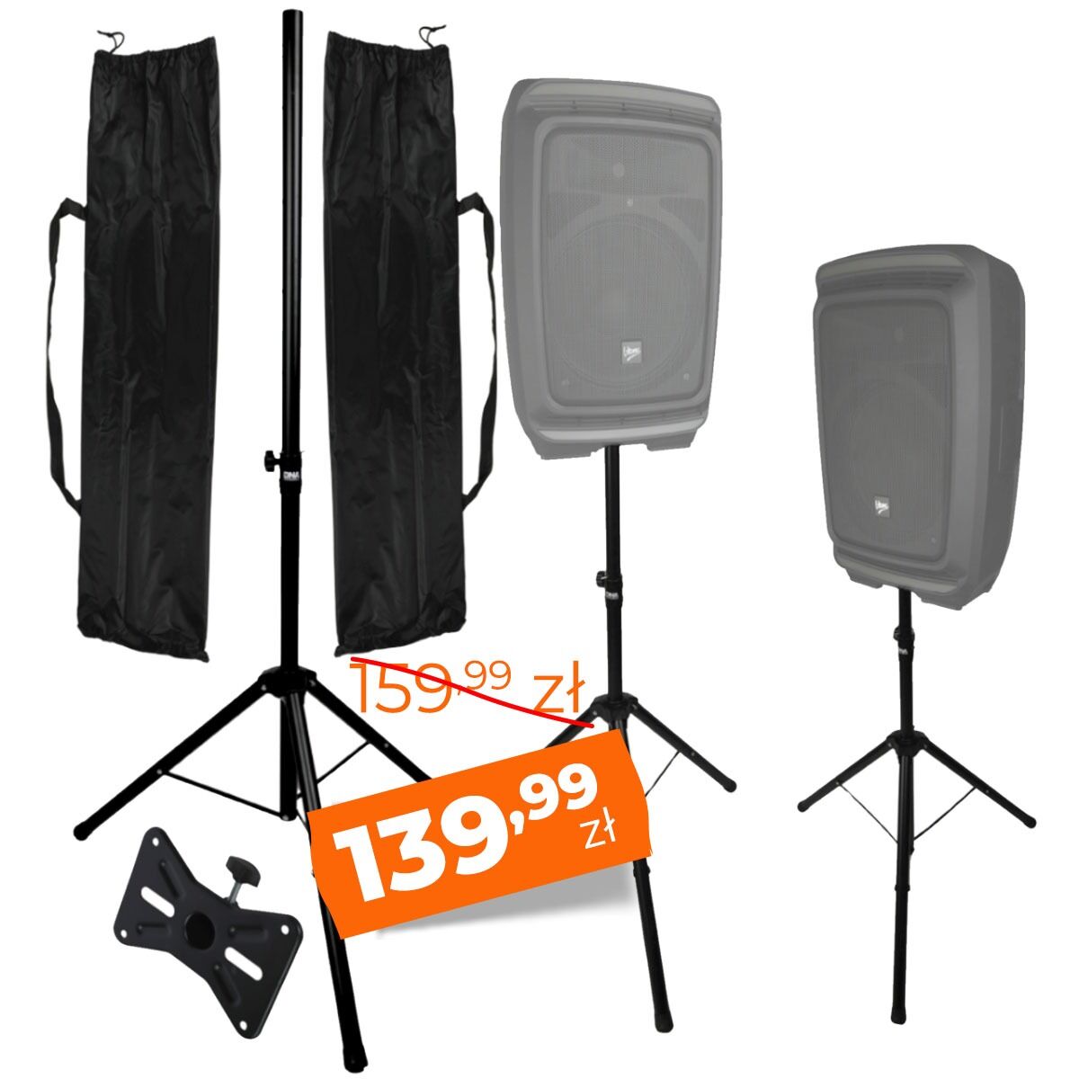 DNA BOX2 SET BAG stojak tripod statyw kolumnowy żelazny czarny podstawa kolumnowa pin zabezpieczający pokrowiec zestaw 2 szt.