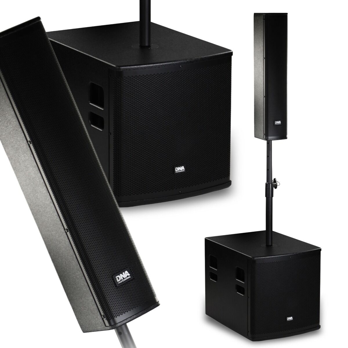 DNA BSX15 zestaw nagłośnieniowy aktywny system słupkowy 450W RMS Bluetooth TWS odtwarzacz MP3 DSP EQ