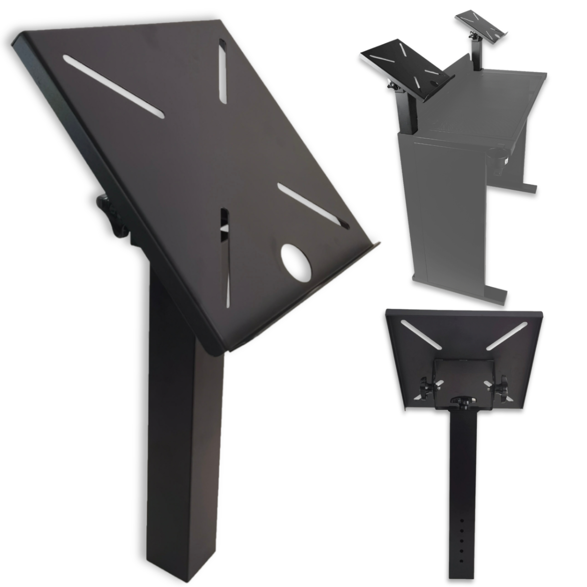 DNA DJ BOOTH LPS dostawka na narożnik stołu stanowiska DJ czarna stalowa regulowana 90-180° do 10 kg