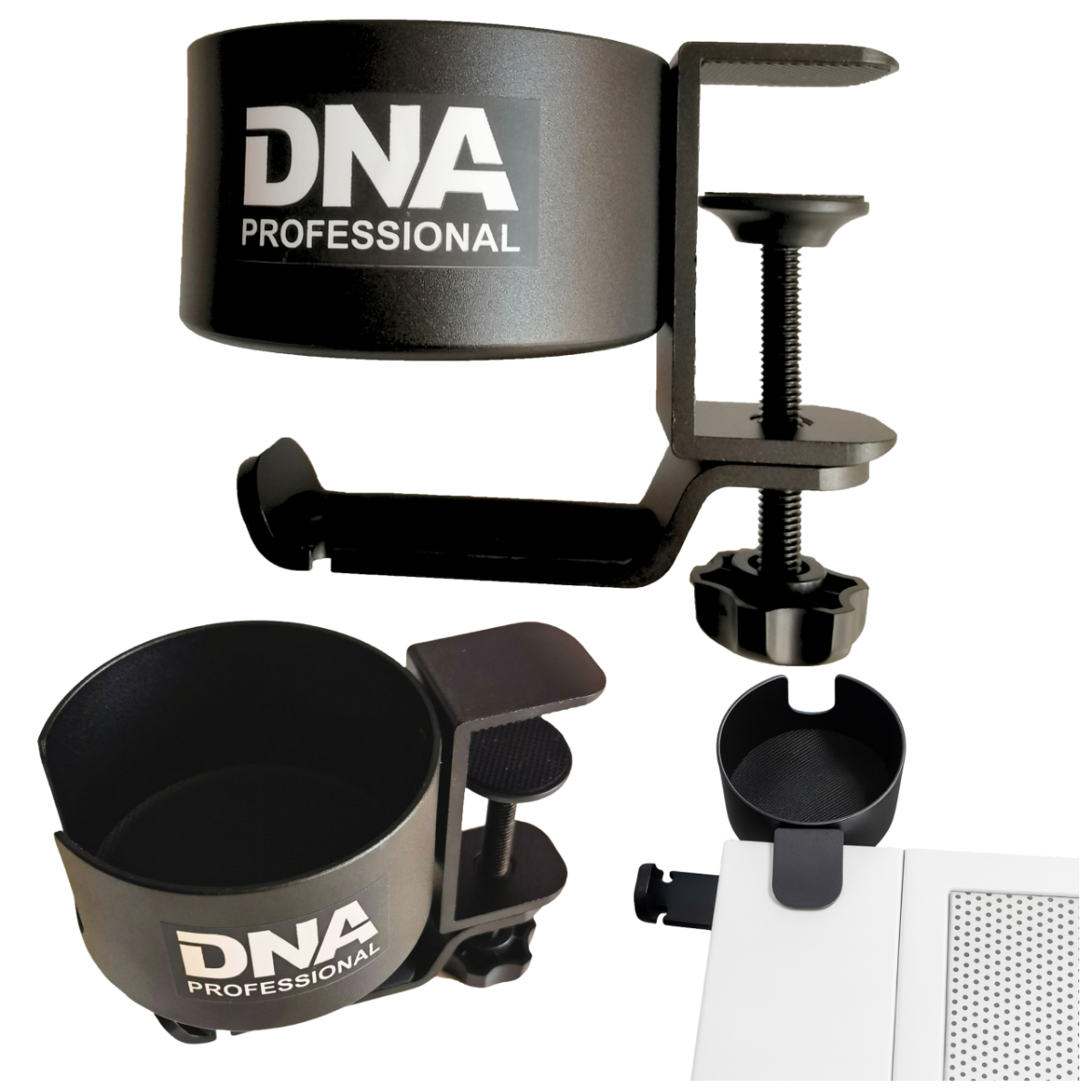 DNA DJ BOOTH WEB uchwyt wielofunkcyjny na kubek wieszak na słuchawki przybornik do stanowiska stołu DJ aluminium do 5 kg