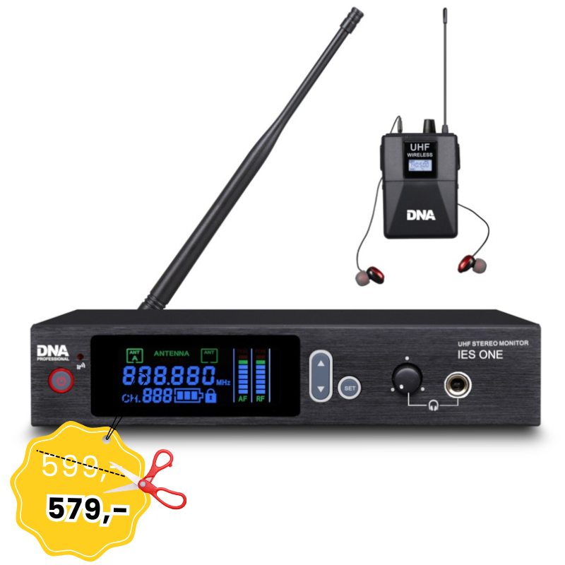 DNA IES ONE profesjonalny douszny odsłuch bezprzewodowy stereo system monitorowania dźwięku UHF 550-580 MHz