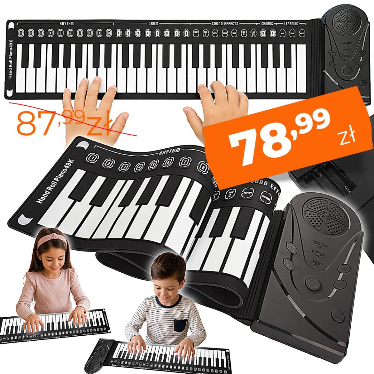 DNA ROLL 49 keyboard zwijany gumowy przenośny klawisze organy