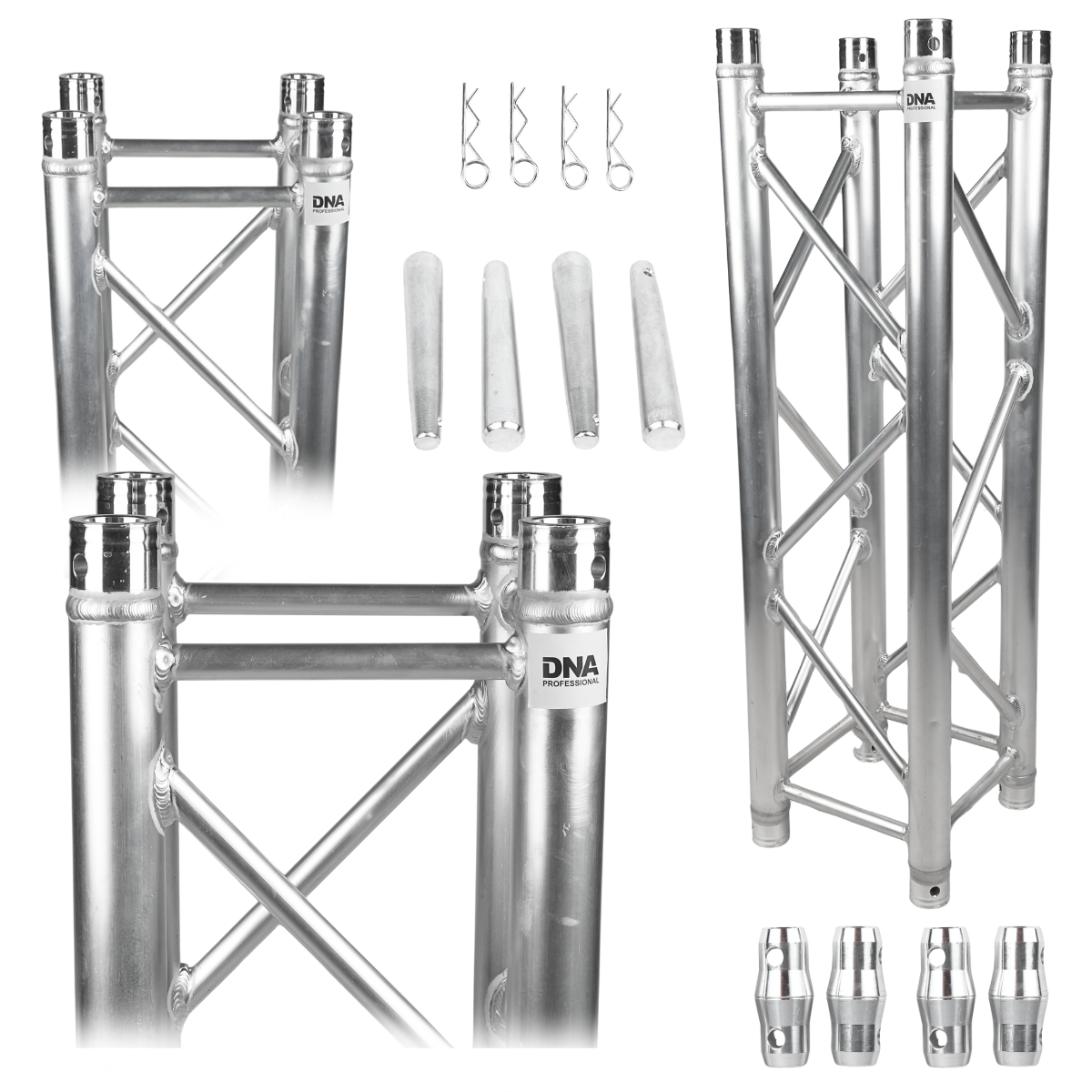 DNA T4 150 kratownica sceniczna trawers na oświetlenie aluminiowa kwadratowa srebrna 50x2 mm 1,5 m