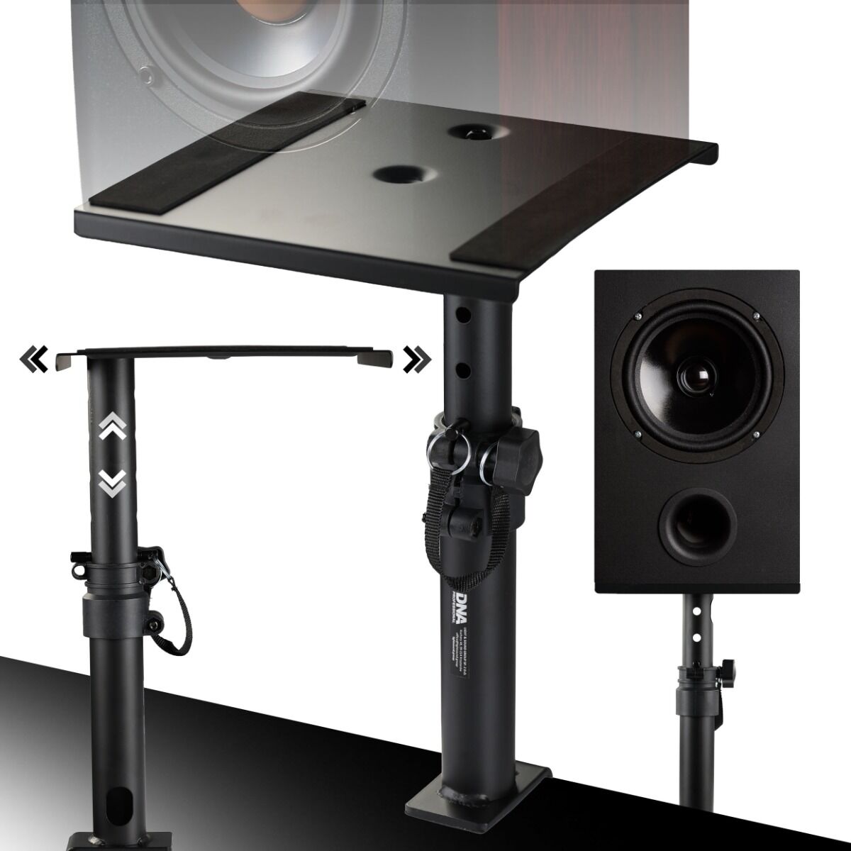 DNA TM1 biurkowy statyw pod monitor studyjny odsłuch audio do 15 kg stal taśmy antypoślizgowe