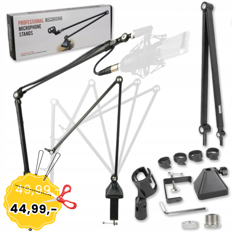 DNA TMS1 statyw mikrofonowy biurkowy wysięgnik ramię czarny solidny do 2 kg opaski zaciskowe zestaw