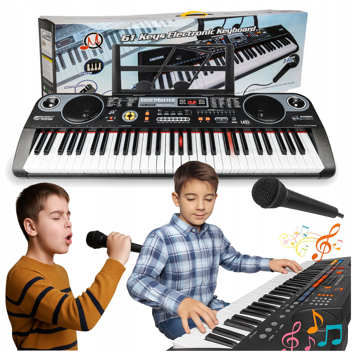 MQ 6115L KEYBOARD edukacyjny podświetlane klawisze organy dla dzieci do nauki gry mikrofon