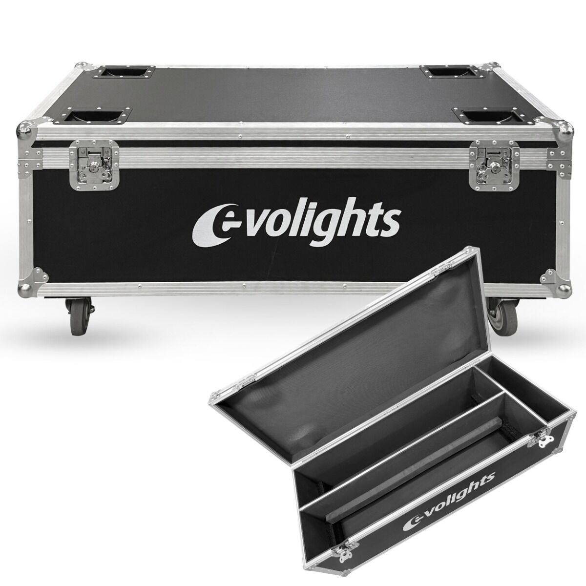 EVOLIGHTS 6 CANNON CASE 2IN1 skrzynia transportowa na 2 efekty oświetleniowe przegroda na akcesoria 4 kółka mechanizm blokady