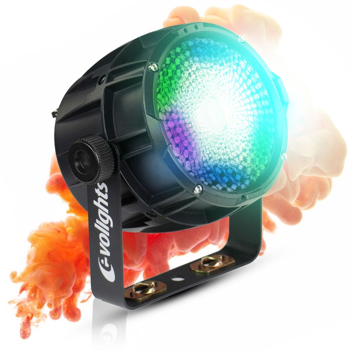 EVOLIGHTS CANDY PAR IP65 reflektor sceniczny oświetlenie zewnętrzne LED DMX 120W RGBW+30x0,2W RGB uchwyt montażowy