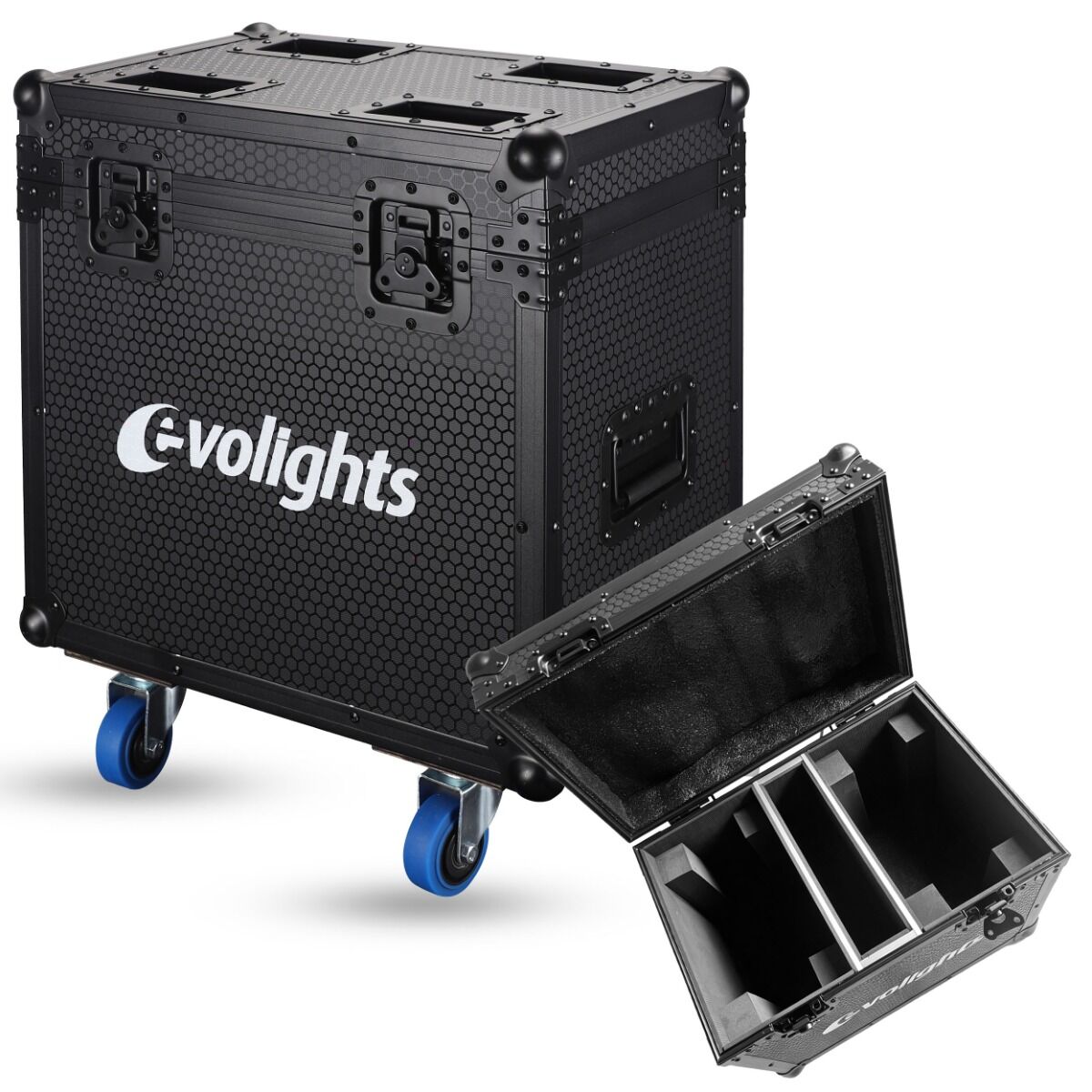 EVOLIGHTS GALACTO CASE 2IN1 skrzynia transportowa na 2 głowice ruchome komora na akcesoria 4 kółka mechanizm blokady