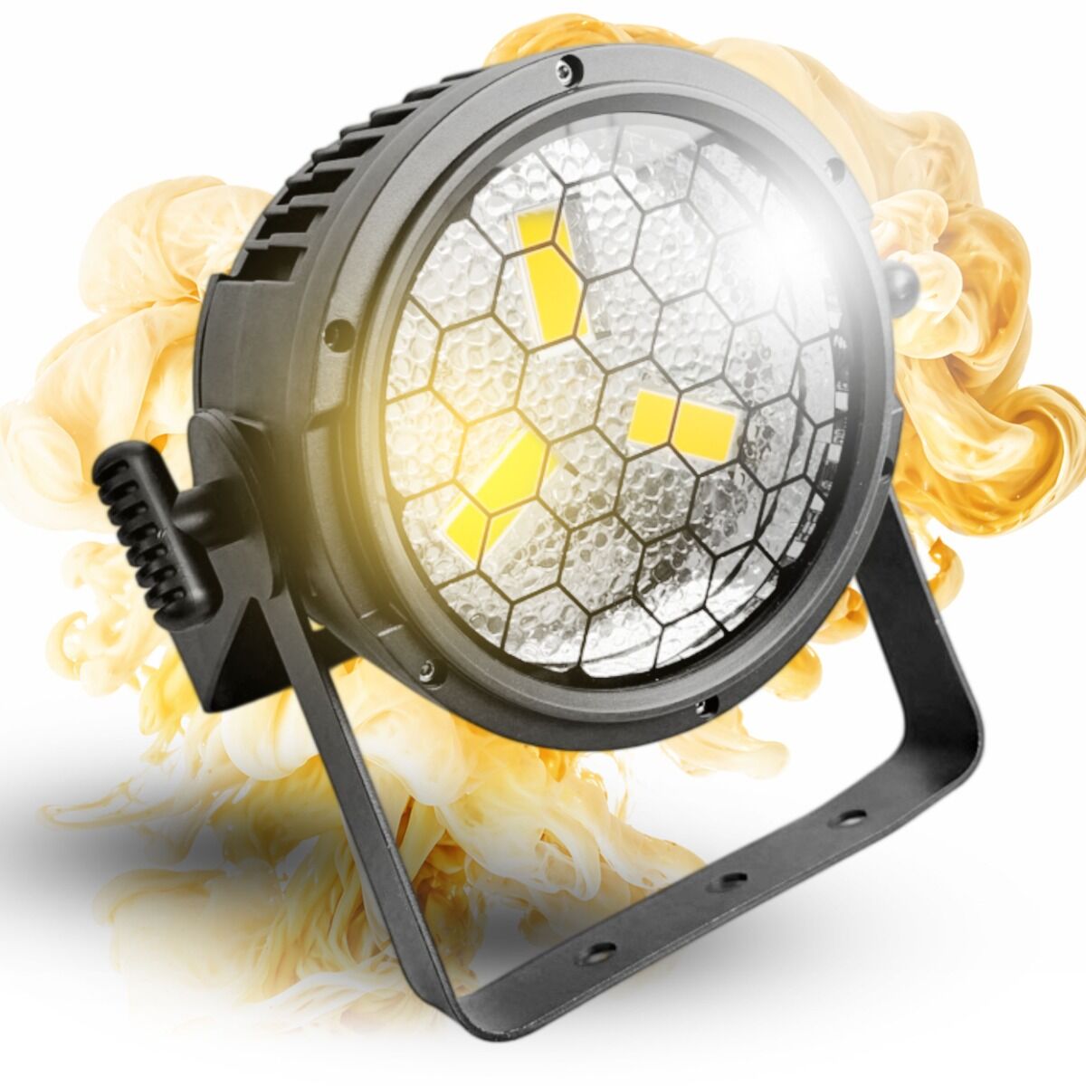 EVOLIGHTS LUMEN PAR IP65 reflektor vintage zewnętrzne oświetlenie sceniczne retro COB LED DMX 3x30W WW + 30x0,3W SMD 5050 RGB efekt tła uchwyt montażowy