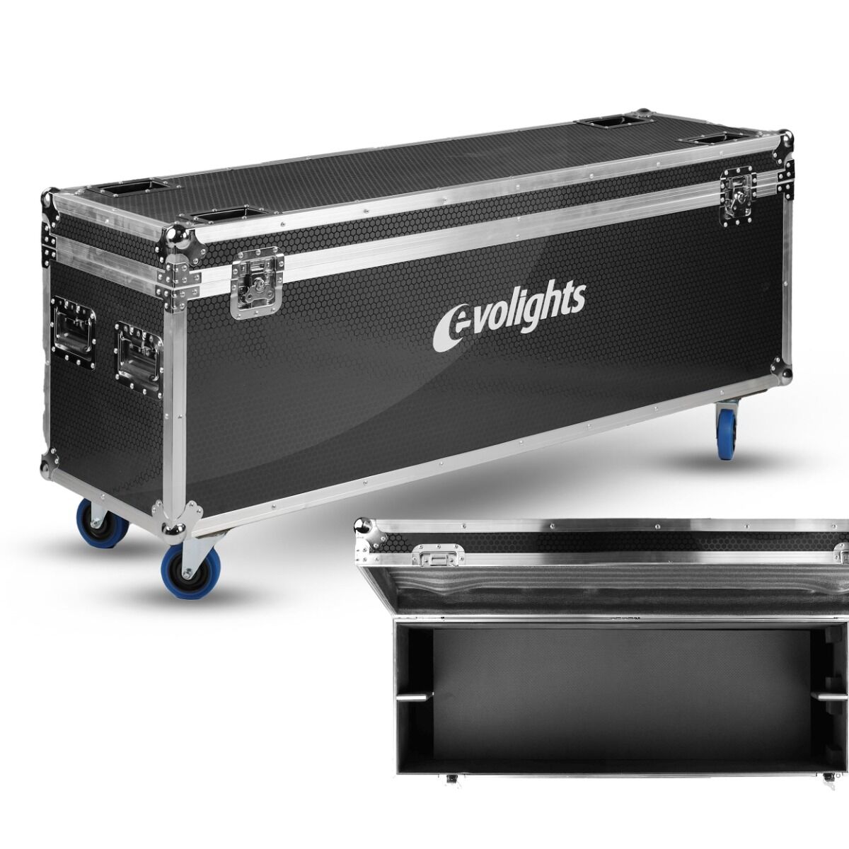 EVOLIGHTS LUMEN ROTO CASE 4IN1 skrzynia transportowa na 4 ruchome efekty oświetleniowe akcesoria 4 kółka mechanizm blokady