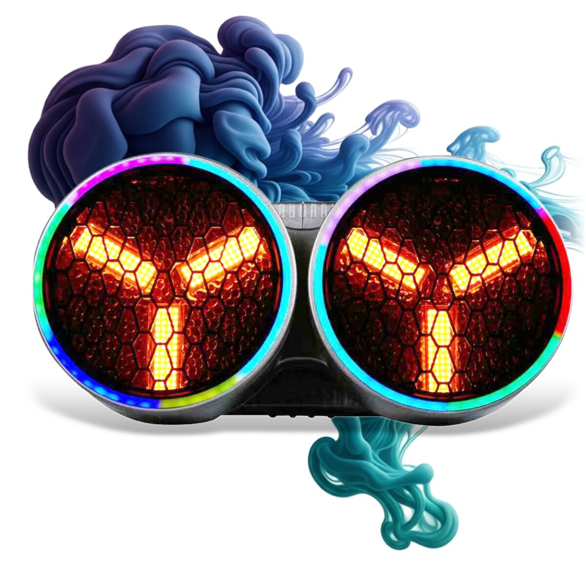 EVOLIGHTS LUMEN ROTO DUO ruchomy efekt oświetleniowy LED DMX nieskończona rotacja 6x40W WW + 62x0,5W RGB efekt ring uchwyt montażowy omega