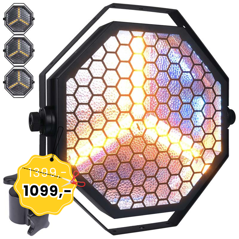 EVOLIGHTS LUMENO oświetlenie sceniczne retro vintage reflektor ciepły biały + RGB