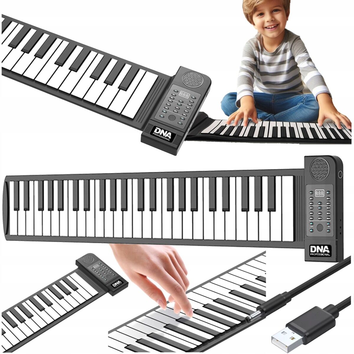 DNA ROLL 61 V2 keyboard zwijany silikonowy przenośny bateryjny klawisze organy