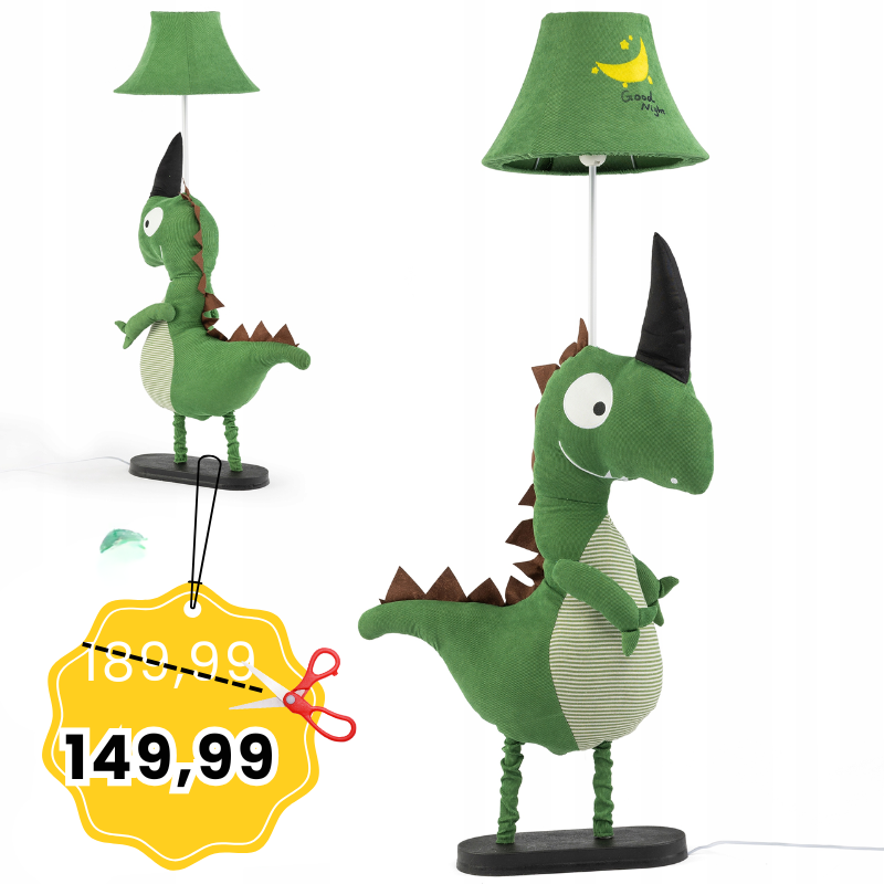 LAMPA STOJĄCA PODŁOGOWA BIURKOWA DZIECIĘCA ABAŻUR DINOZAUR 120 CM ŻARÓWKA