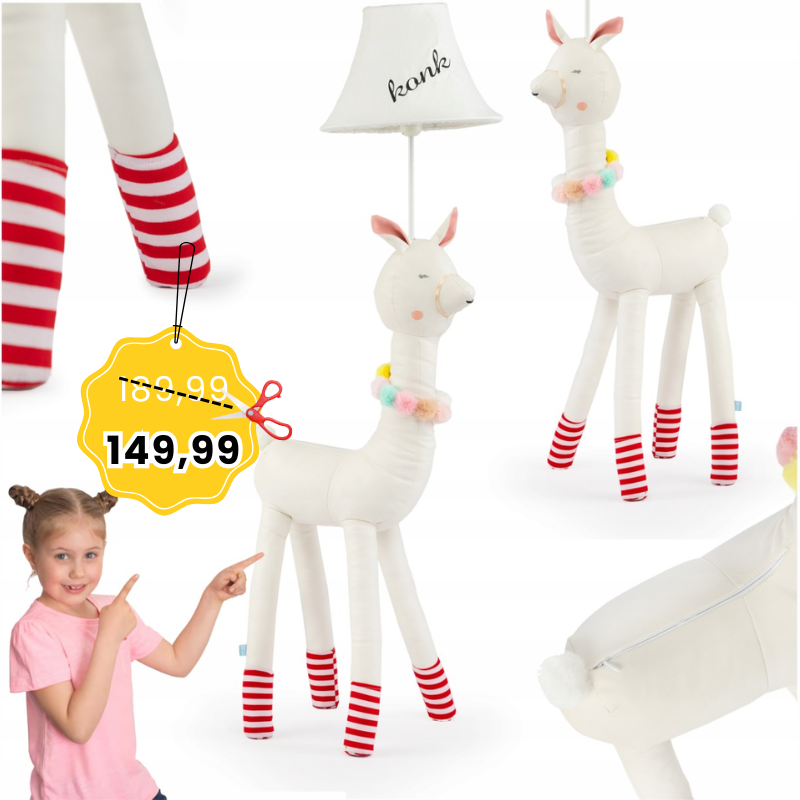 LAMPA STOJĄCA PODŁOGOWA DZIECIĘCA ABAŻUR LAMA 120 CM ŻARÓWKA GRATIS