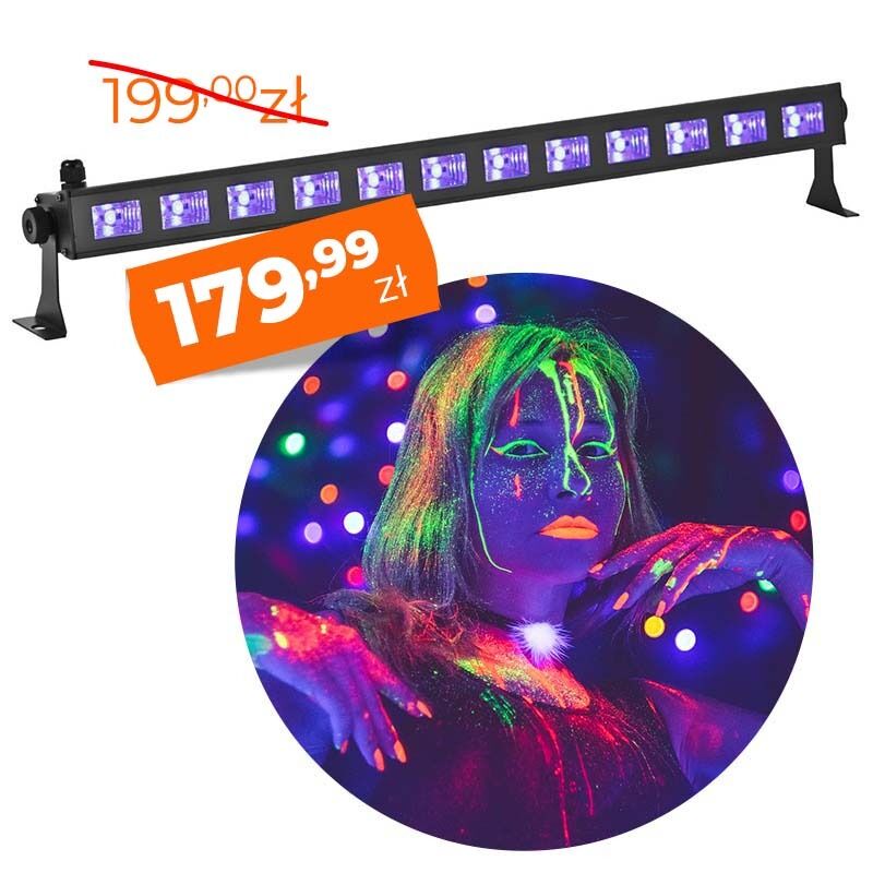 LIGHT4ME LED BAR UV 12 + WHITE listwa belka LED 12x3W ultrafiolet + biały