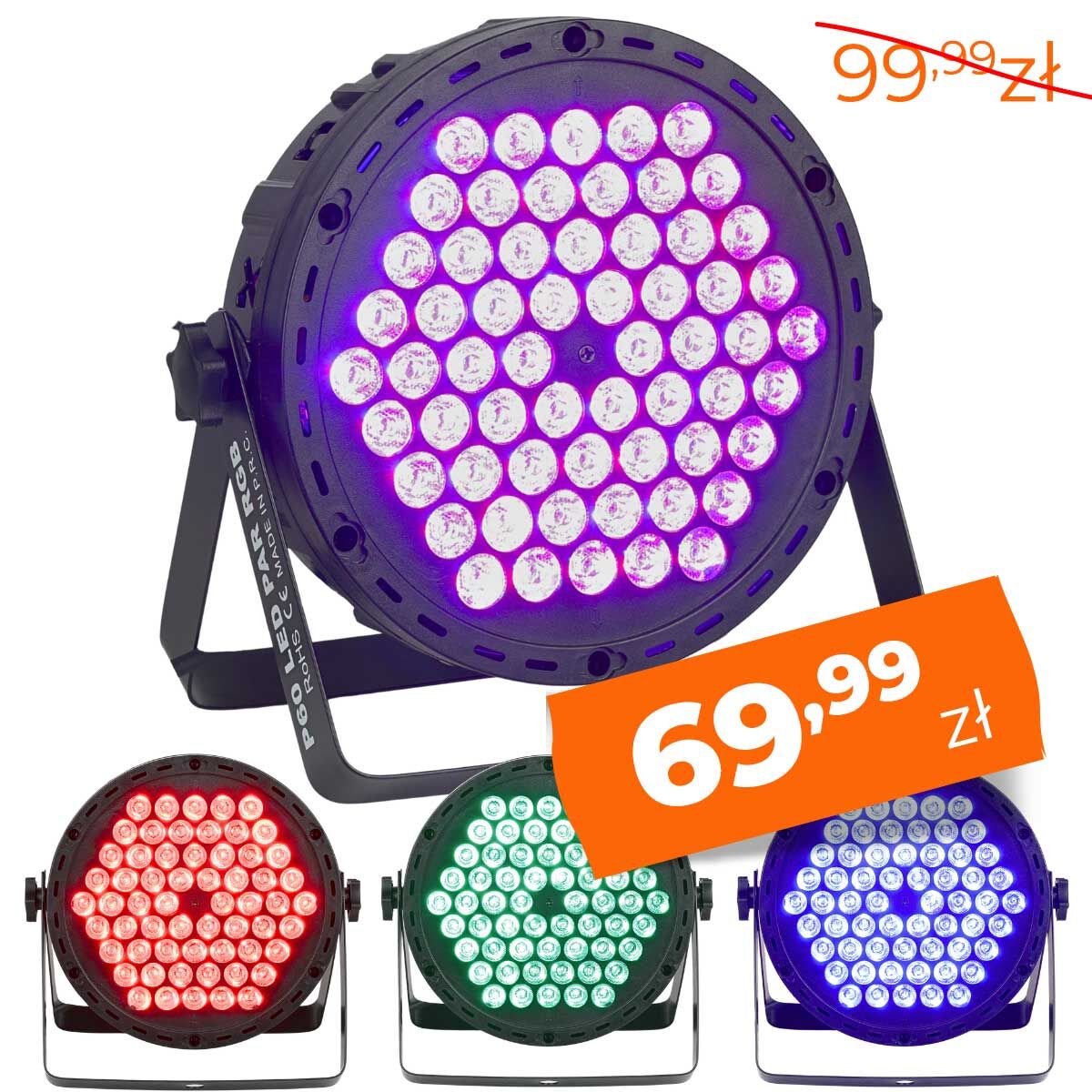 LIGHT4ME P60 LED PAR RGB reflektor sceniczny efekt oświetleniowy 60x0,9W LED