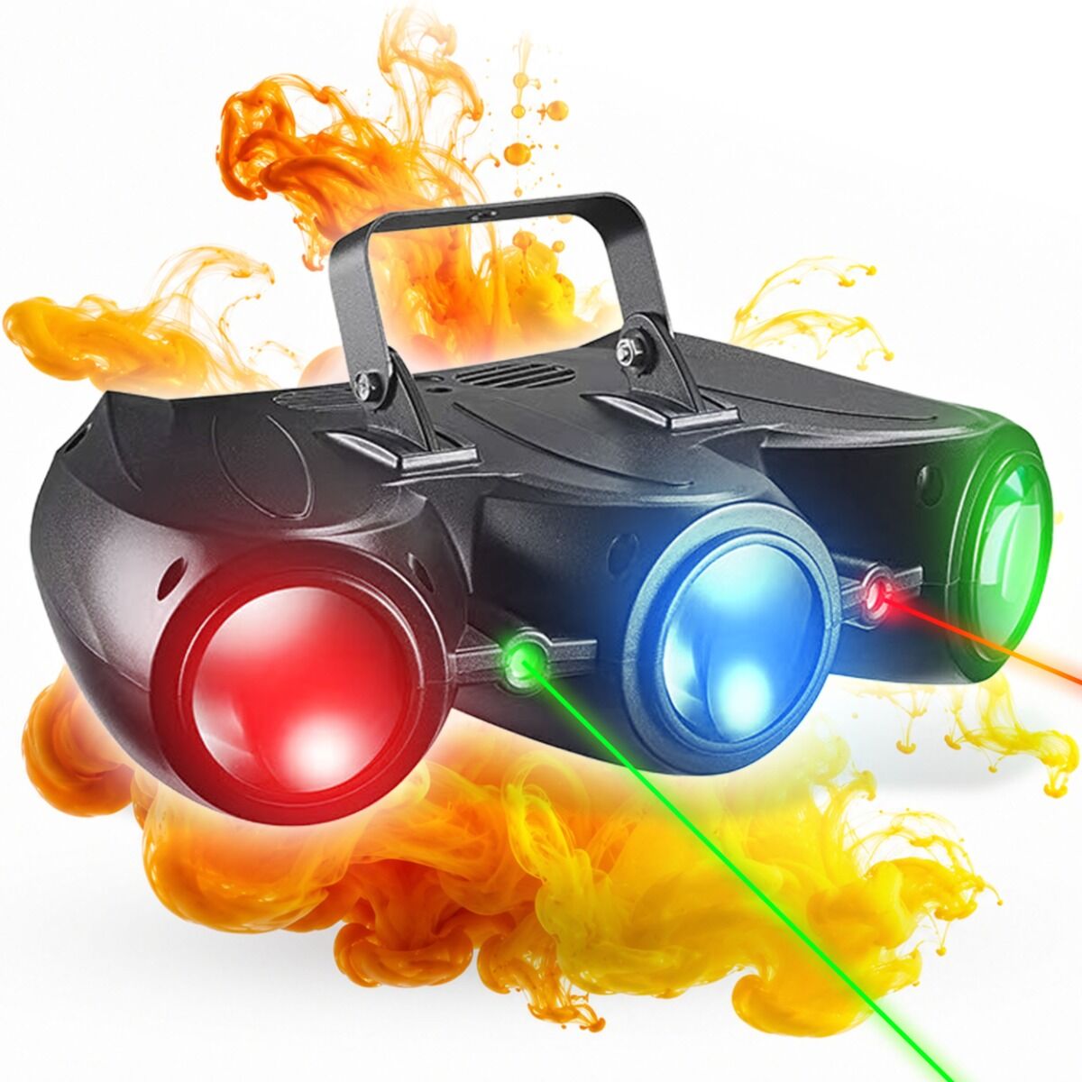 LIGHT4ME AIRSHIP 3 multiefekt oświetleniowy 2w1 oświetlenie sceniczne LED DMX 192x0,064W R/G/B/W laser czerwony 100 mW laser zielony 30 mW uchwyt montażowy