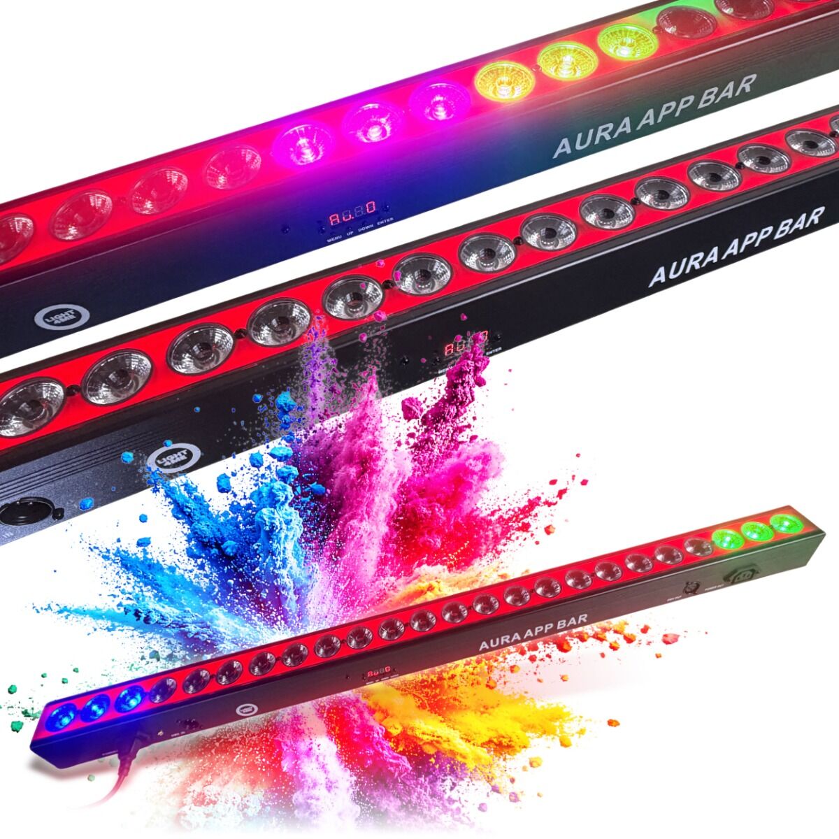 LIGHT4ME AURA APP BAR listwa oświetleniowa dekoracja świetlna LED DMX Bluetooth efekt aura 24x4W RGBW+96x0,2W RGB SMD 5050 pilot bezprzewodowy sterowanie aplikacją mobilną