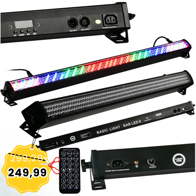 LIGHT4ME BASIC LIGHT BAR LED 8 RGB MKII listwa belka czarna BK + pilot IR