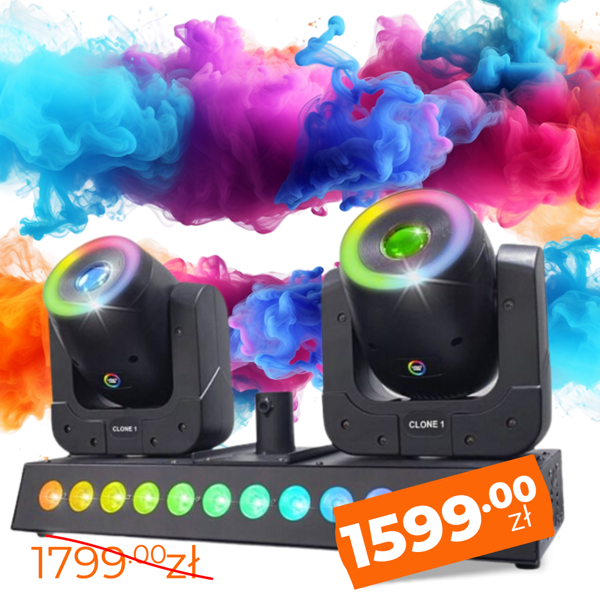 LIGHT4ME CLONE 1 efekt świetlny LED RGBW 2x głowica ruchoma wash oświetlenie sceniczne pilot