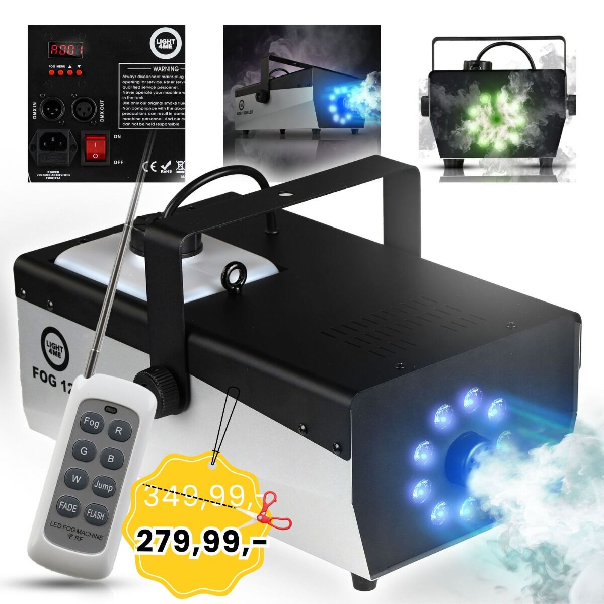 LIGHT4ME FOG 1200 LED V2 wytwornica dymu mgły pilot