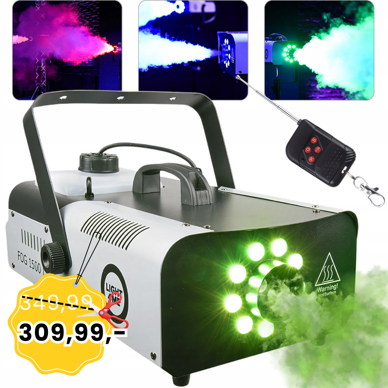 LIGHT4ME FOG 1500 LED wytwornica dymu mgły pilot