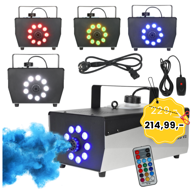 LIGHT4ME FOG 900 LED V2 wytwornica dymu mgły pilot bezprzewodowy kontroler przewodowy 900W