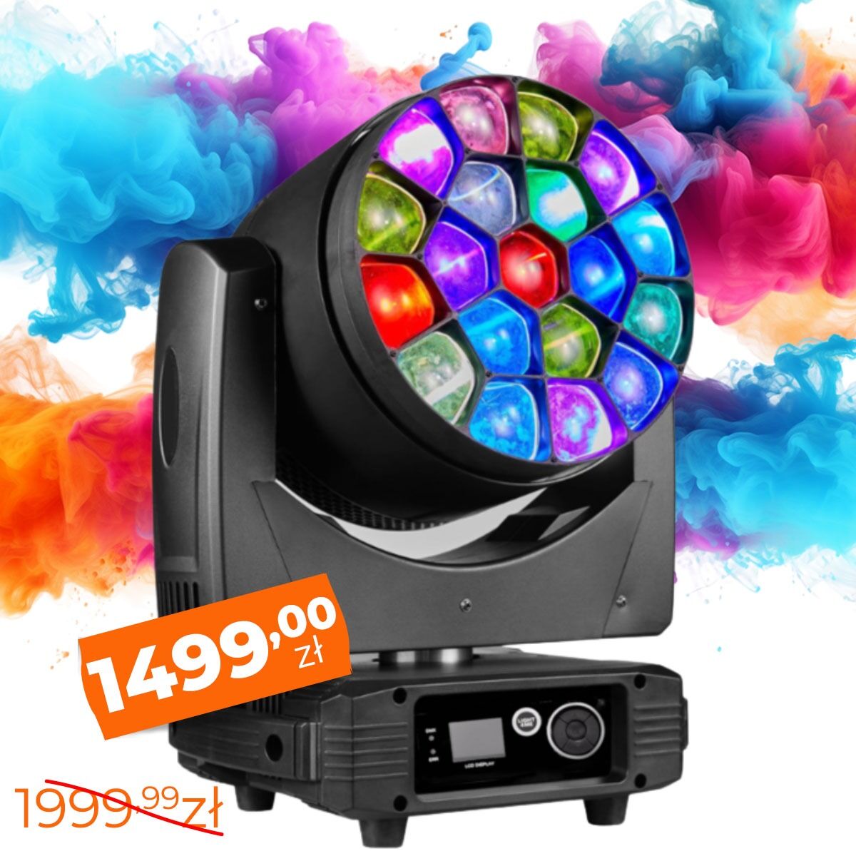 LIGHT4ME GALAXY MKII głowica ruchoma LED wash oświetlenie sceniczne 19x15W LED RGBW