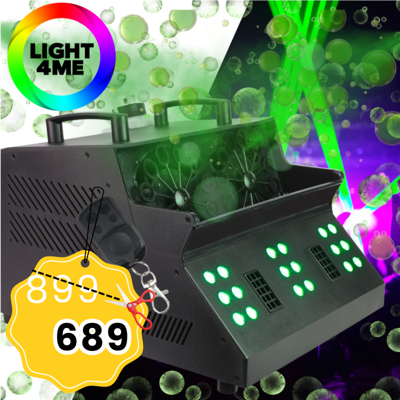 LIGHT4ME FOG DOUBLE BUBBLE profesjonalna wytwornica dymu i baniek efekt LED pilot