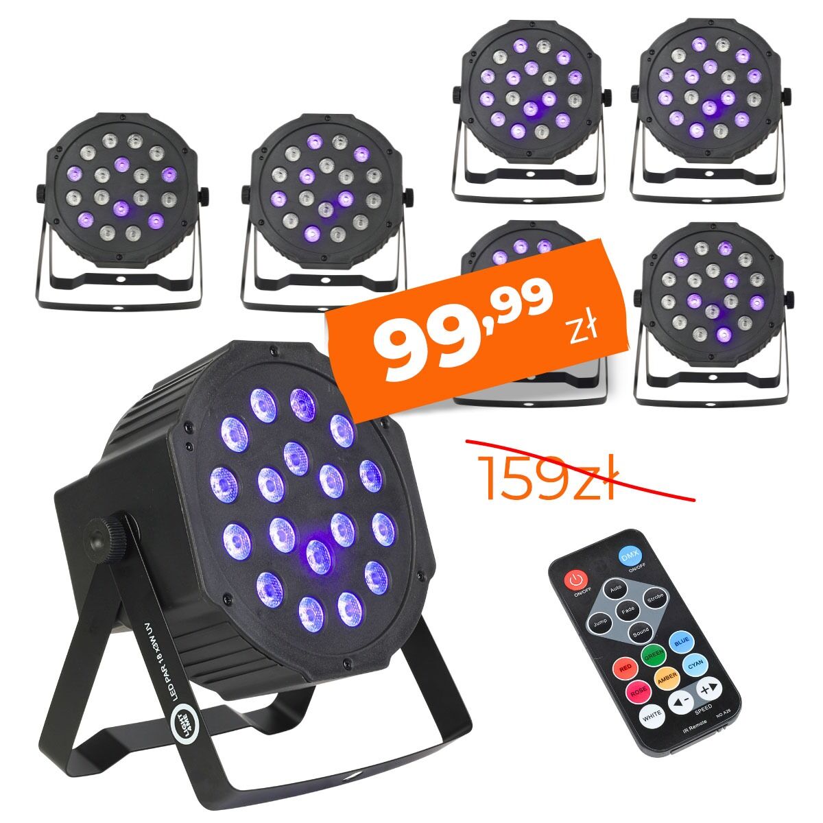 LIGHT4ME LED PAR 18x3W UV reflektor ultrafioletowy