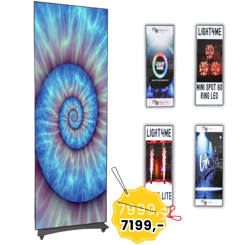 LIGHT4ME LED POSTER 1 ekran LED wyświetlacz wewnętrzny zdalnie sterowany P2.5 256x768 PC USB Wi-Fi Android HDMI case zestaw