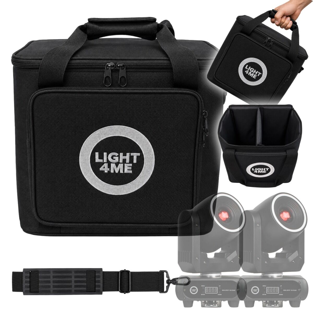 LIGHT4ME MINI SPOT 100 RING BAG 2IN1 torba transportowa na 2 głowice ruchome odczepiana przegroda wewnętrzna pasek na ramię 33 × 23 × 28,5 cm