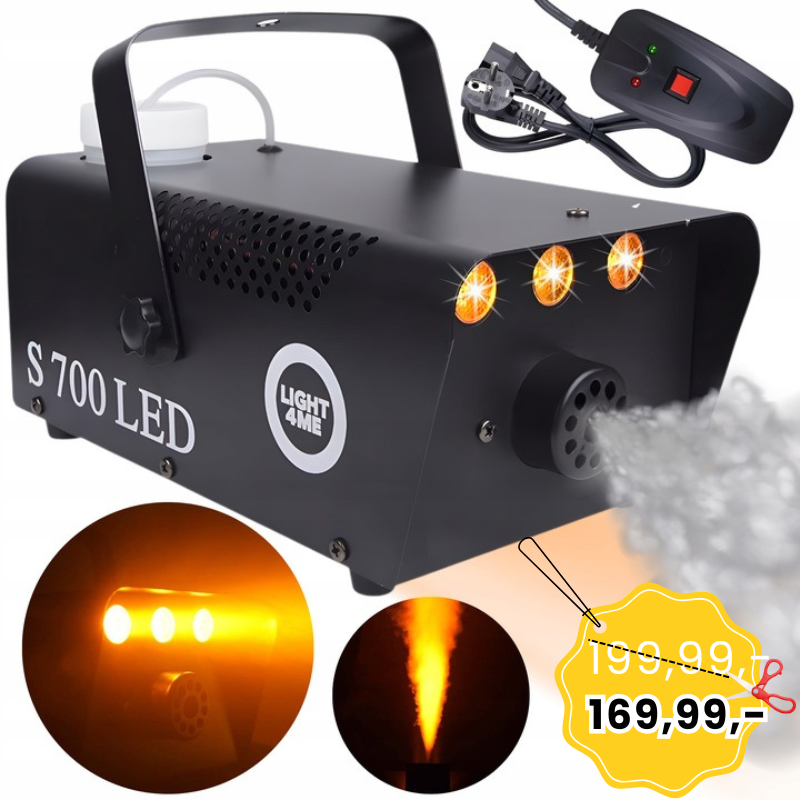 LIGHT4ME S 700W LED wytwornica dymu mgły pilot przewodowy efekt świetlny