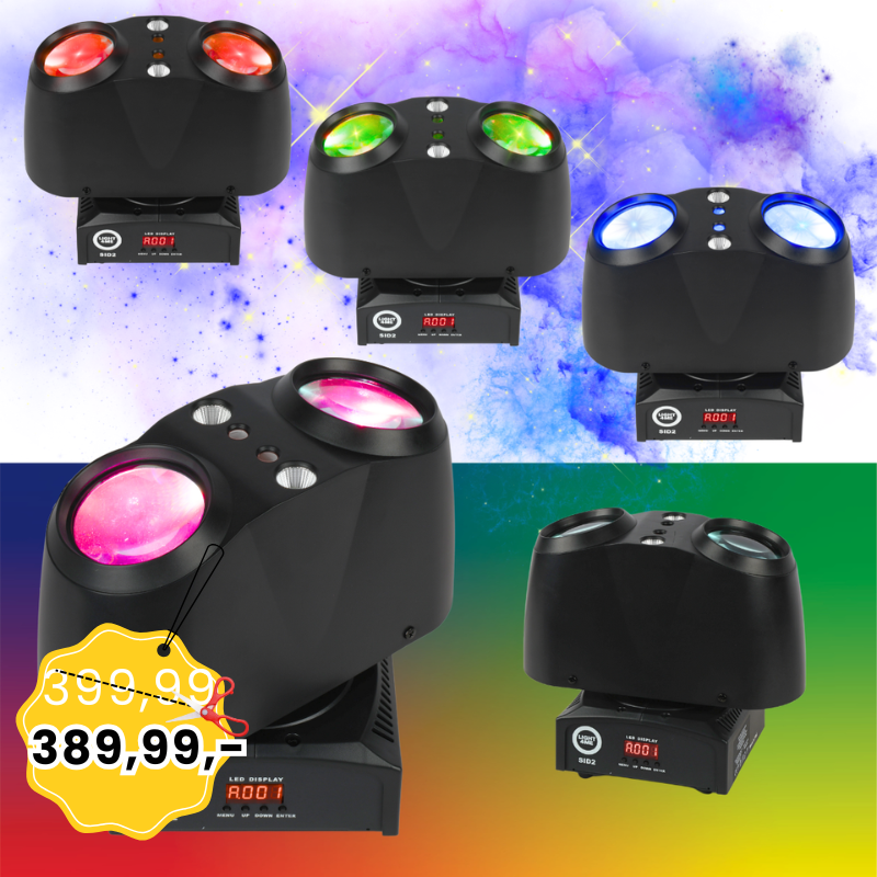 LIGHT4ME SID2 multiefekt świetlny LED 4w1 efekt beam RGBW laser R/G stroboskop COB CW oświetlenie DJ dyskotekowe klubowe