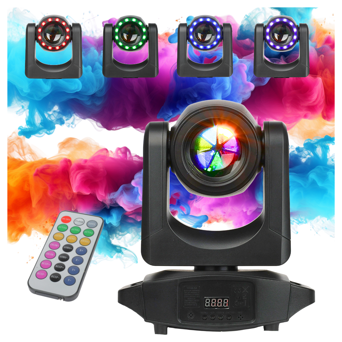 LIGHT4ME SMART BEAM 80W RING głowica ruchoma LED oświetlenie sceniczne efekt ring 12x0,3W RGB SMD5050 LED pilot bezprzewodowy