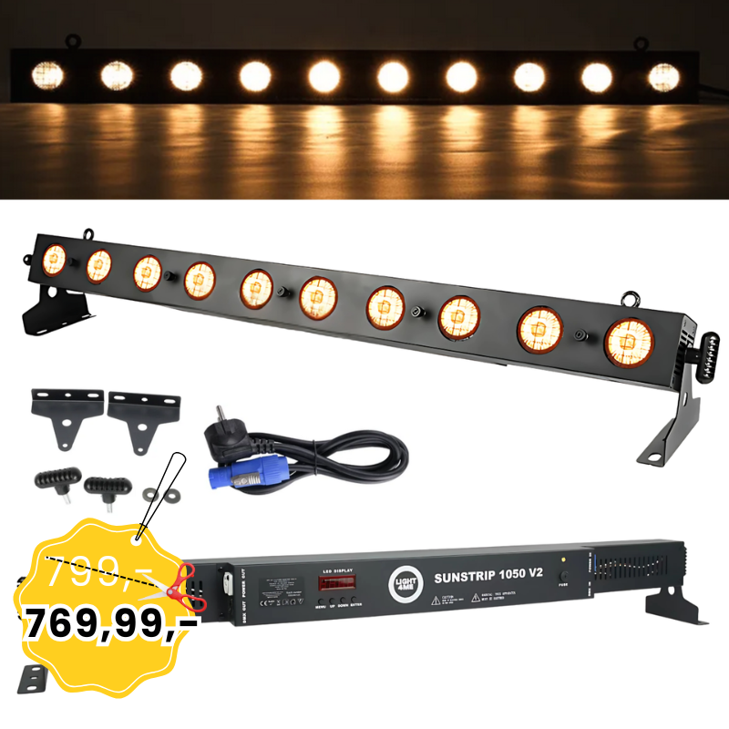 LIGHT4ME SUNSTRIP 1050 V2 listwa oświetleniowa halogenowa oświetlenie sceniczne retro ciepłe światło 10x50W WW