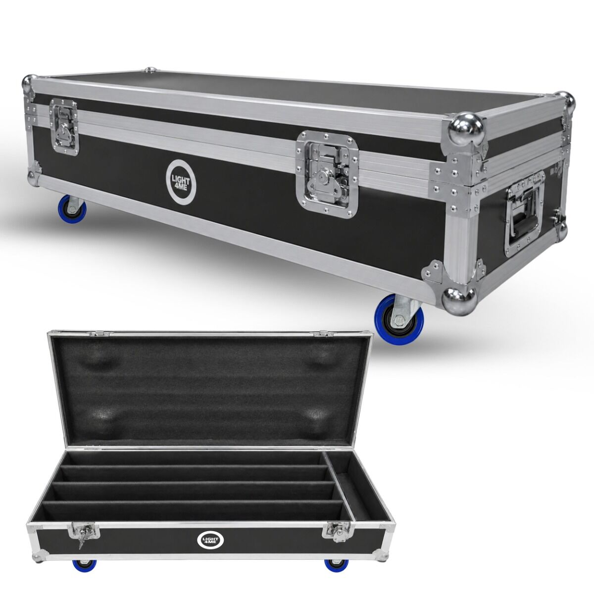 LIGHT4ME SWEEPER BAR 10x15 CASE 4IN1 skrzynia transportowa na 4 listwy oświetleniowe przegroda na akcesoria 4 kółka mechanizm blokady