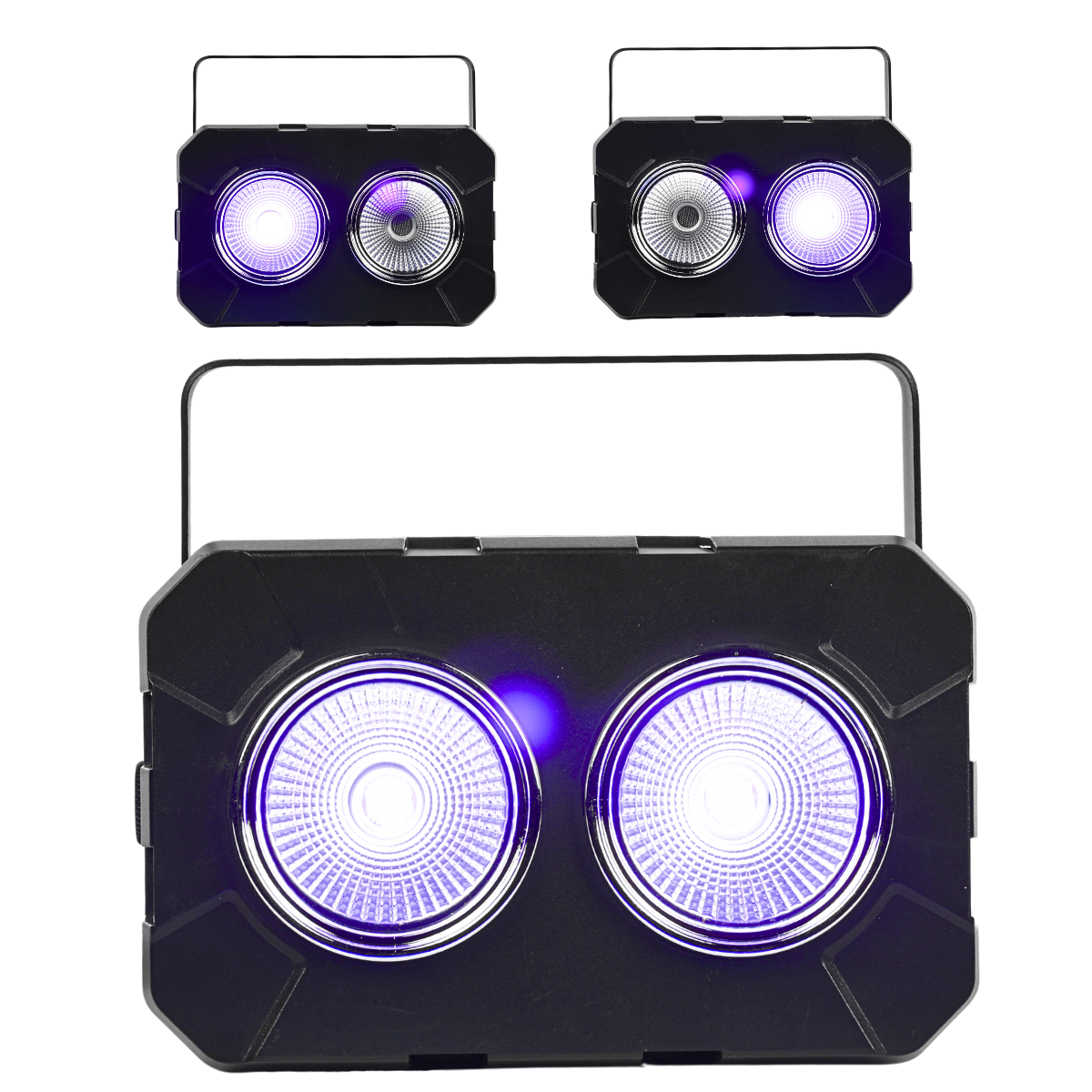 LIGHT4ME UV CANNON blinder sceniczny efekt oświetleniowy 2x50W UV COB LED uchwyt montażowy 2x odbłyśnik reflektorowy