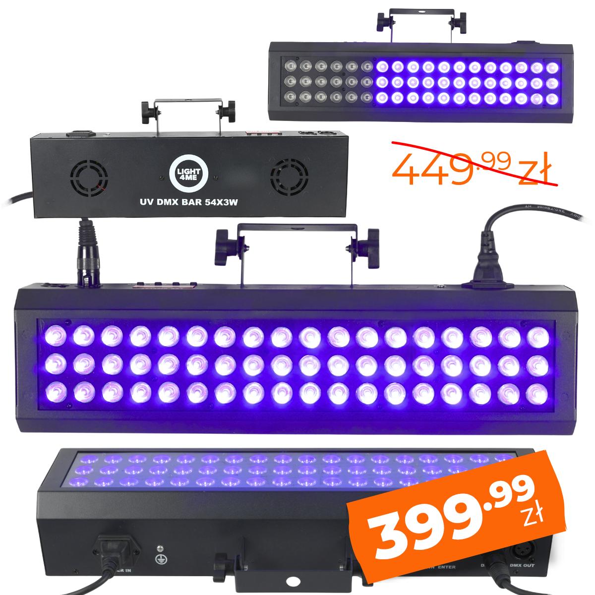 LIGHT4ME UV DMX BAR 54X3W efekt oświetleniowy listwa sceniczna LED IP20 uchwyt montażowy