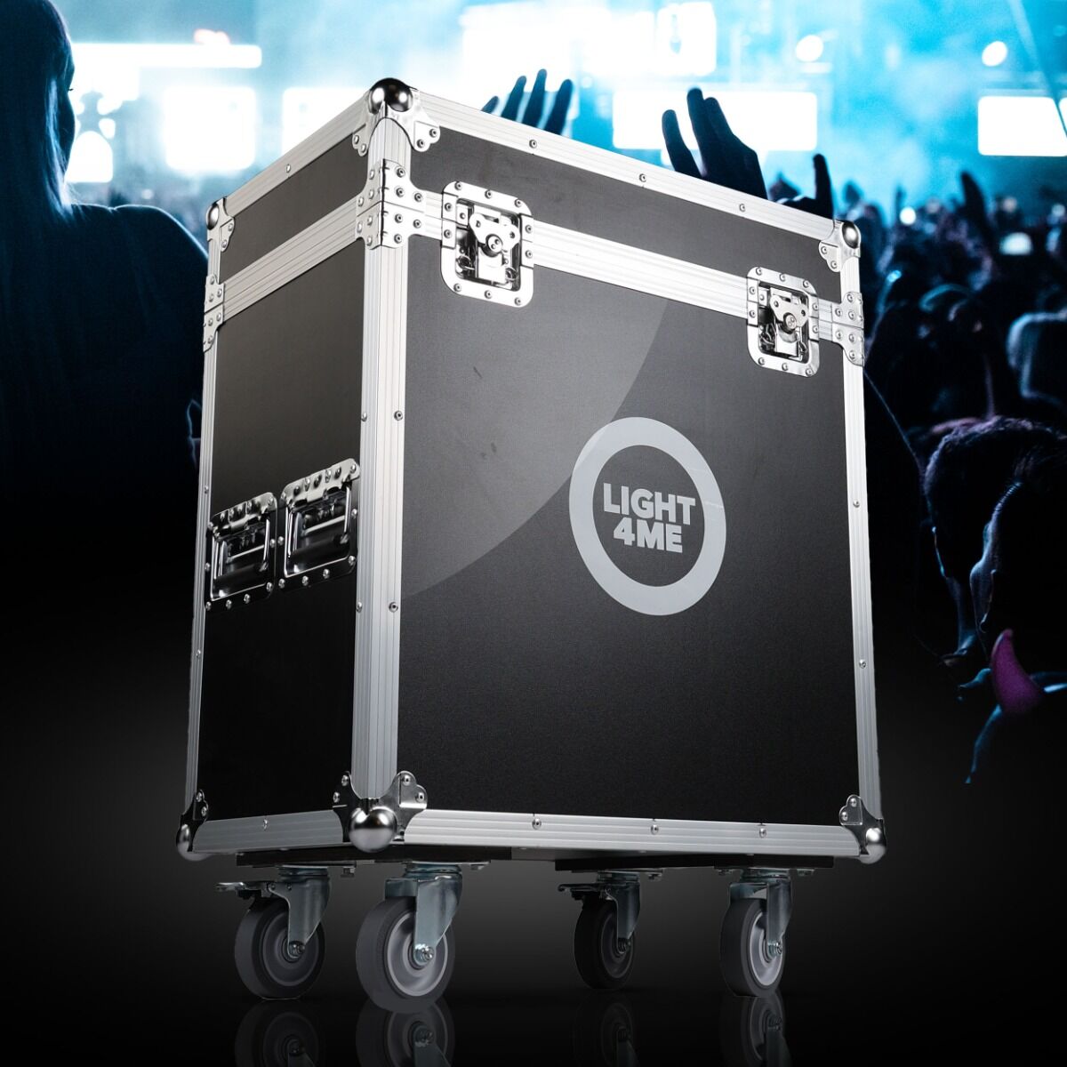 LIGHT4ME VENOM HYBRID 280W CASE 2IN1 skrzynia transportowa na 2 głowice ruchome akcesoria 4 kółka mechanizm blokady