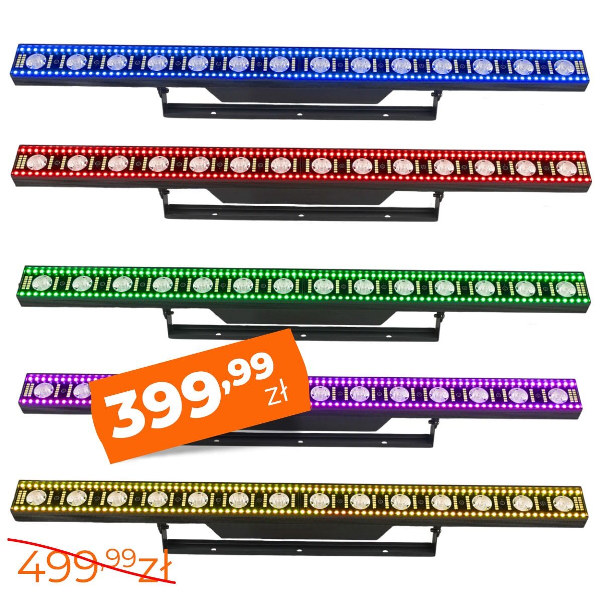 LIGHT4ME VENOM STROBE BAR V2 listwa oświetleniowa LED stroboskop oświetlenie sceniczne DMX uchwyt montażowy 14x3W WW SMD3535+180x0,1W CW SMD5730+168x0,3W RGB SMD5050