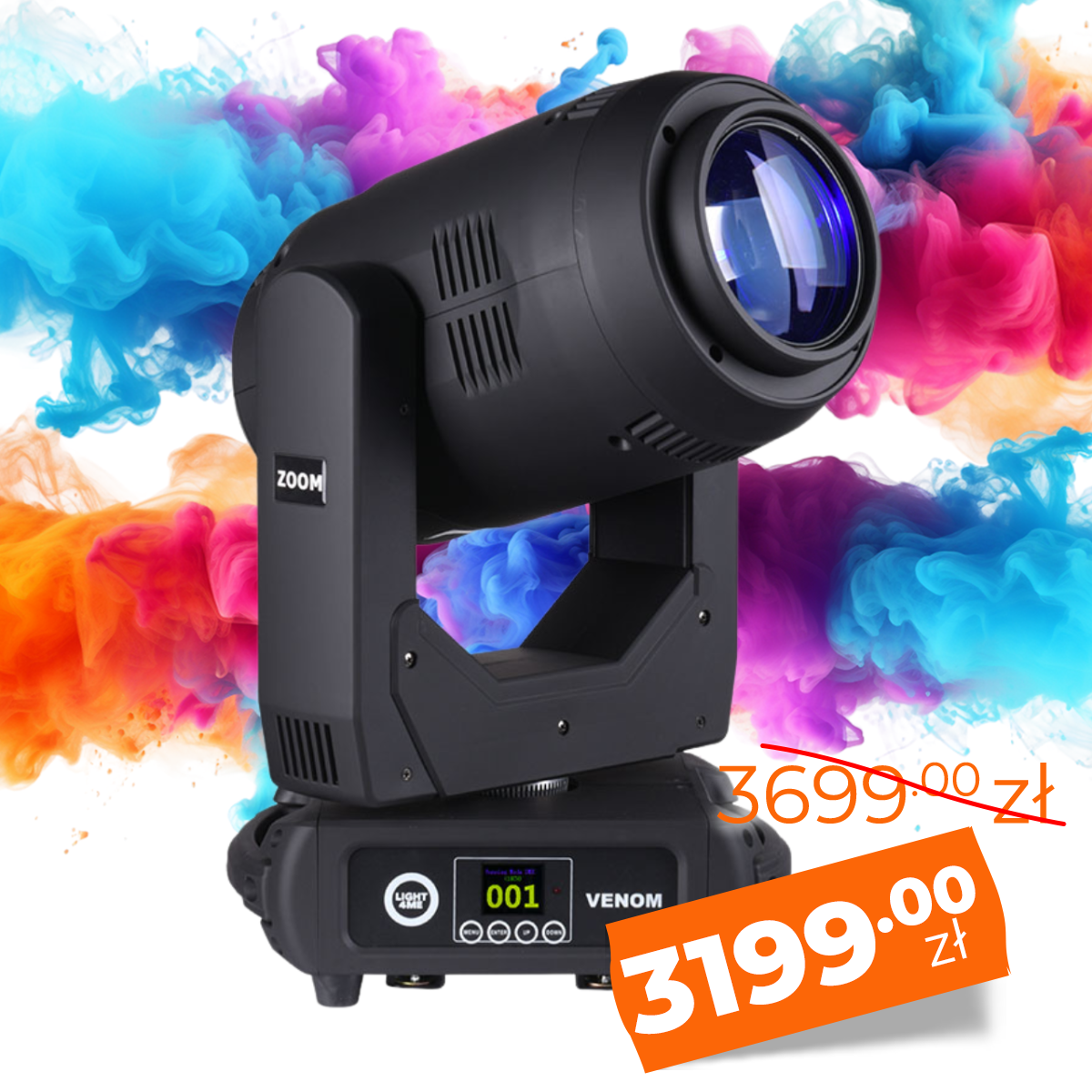 LIGHT4ME VENOM ZOOM 350 głowica ruchoma LED beam spot wash
