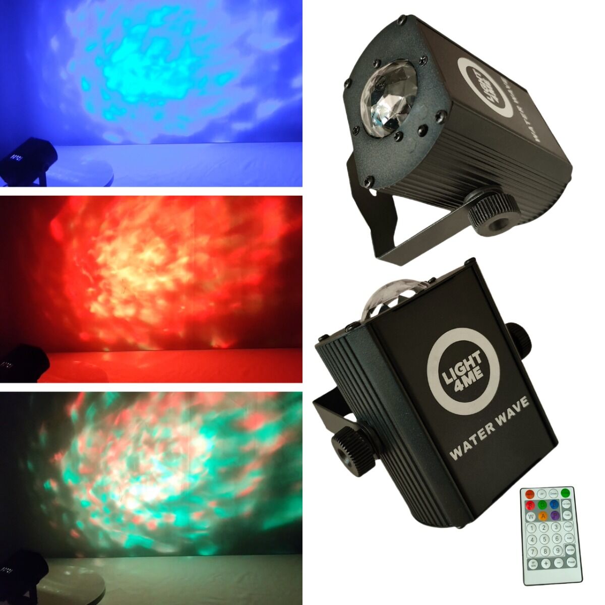 LIGHT4ME WATER WAVE efekt oświetleniowy projektor 3W RGB LED pilot bezprzewodowy uchwyt montażowy